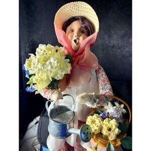 Byers Choice Caroler Girl With Flowers and Water Pale - 2004
